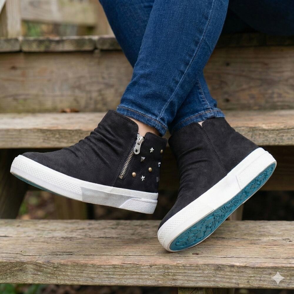 Blowfish Malibu Wave Zip Black High Top Sneakers - Size 8M